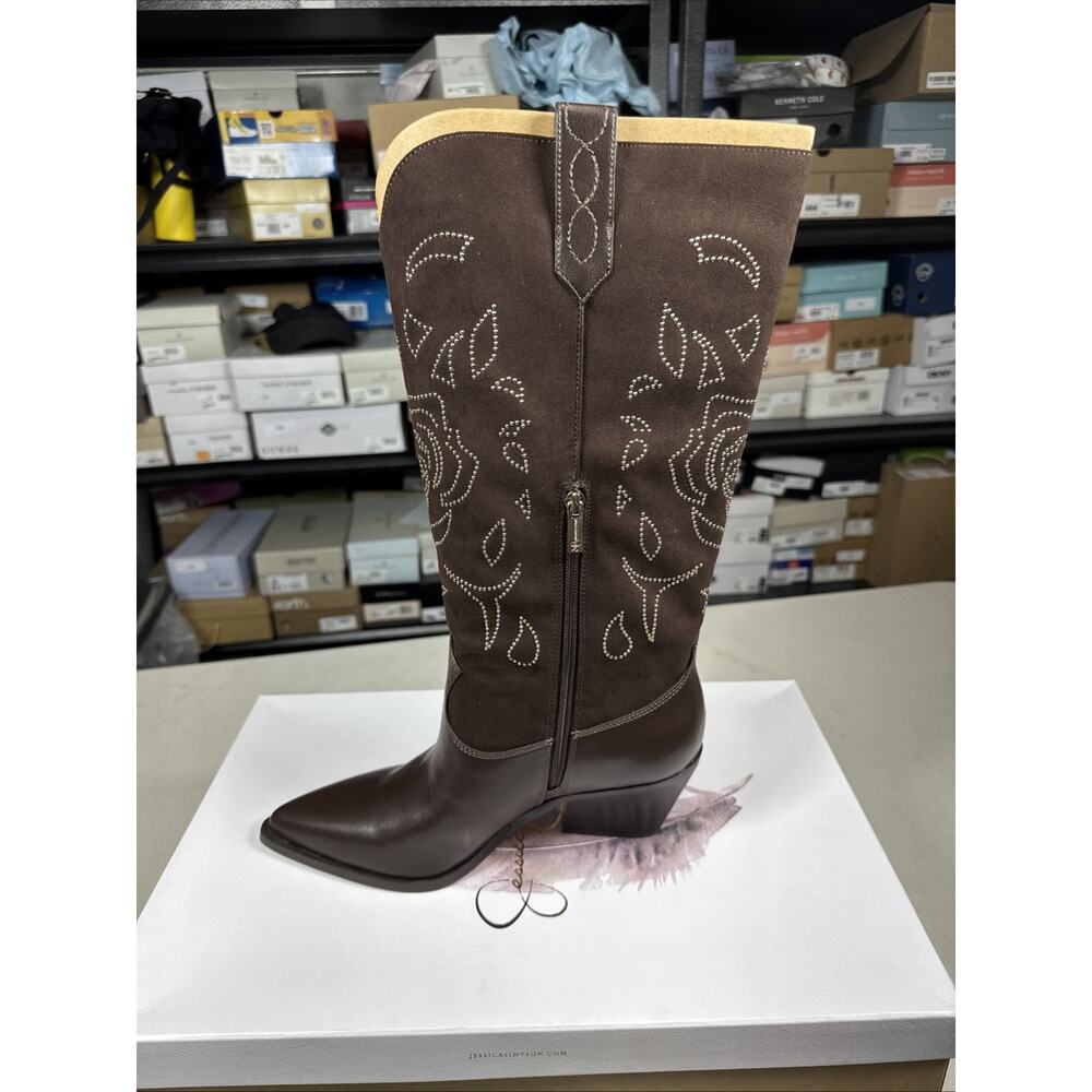 Women's 11 Jessica Simpson Zodra Embroidered Western Knee Boot, Slumber Brown - Picture 2 of 6